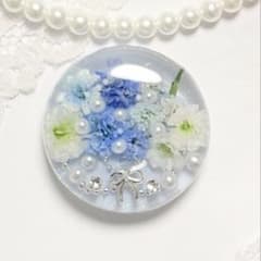 676可憐な♡レジンヘアゴム ブルーブーケ シルバーチェーン＆リボン