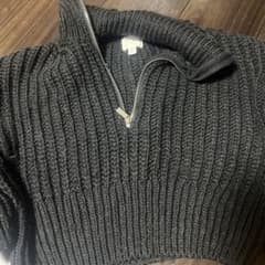 H&M ハーフジップ ニット ダークグレーのサムネイル
