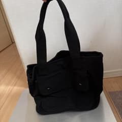 【大容量】キャンバス トートバッグ ブラック A4 ポケット多め マザーズバッグのサムネイル