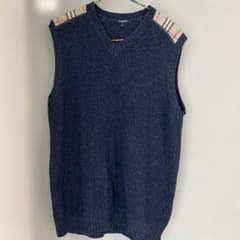 BURBERRY バーバリー　メンズ　ネイビー Vネックニットベスト L