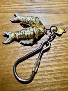 景泰藍七宝焼き2匹連魚ダブル鯉 海外ヴィンテージキーホルダー 希少アンティーク品のサムネイル