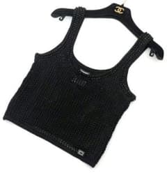 CHANEL サマーニット タンクトップ ノースリーブ シースルー 36 S
