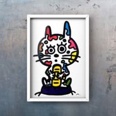 小さな福を招く猫』絵画 原画 絵 動物画 ポップアート - メルカリ