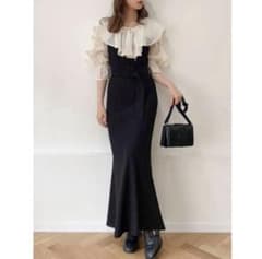 dazzlin ラッフルカラー付ドッキングカットリブワンピースのサムネイル