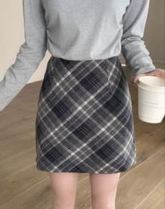 チェック柄 ミニスカート グレー Mのサムネイル