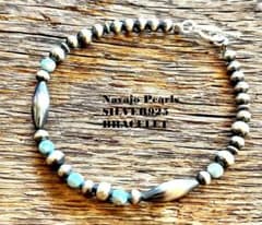 ナバホパール シルバー925 ブレスレット Navajo Pearls no7 - メルカリ