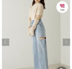 【最終値下げ】Chico チコ ダメージワイドデニムパンツ  ライトブルー　新品のサムネイル