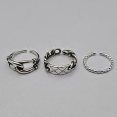 プレート ボール クロス 3点 セット リング 指輪 シルバー S925 刻印