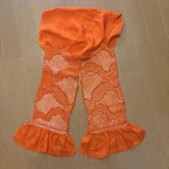 絞り 帯揚げ 鮮やかなオレンジ色　 長さ127cmのサムネイル