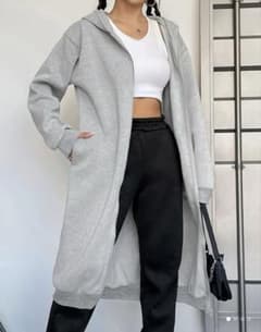 グレー フード付きロングパーカーのサムネイル