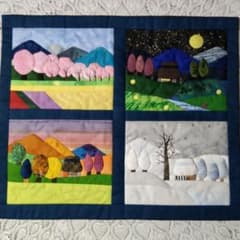 四季の風景タペストリー・古民家と猫たち・パッチワークキルト62×54 m21854873383_1.jpg?1714892814