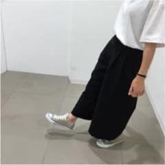 新品未使用　無印良品　イージーワイドパンツ　L ブルー　アンクル丈のサムネイル