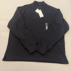 UNIQLO ソフトニットフリースモックネックT ダークグレー Lのサムネイル