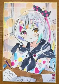 d*7様 魔法少女ノ魔女裁判 城ヶ崎ノア 手描きイラスト 色紙 まのさば