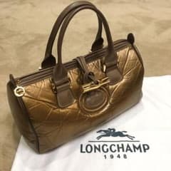 LONGCHAMP ロンシャン ボストンバッグ 本革 レザー 茶系 ゴールドのサムネイル