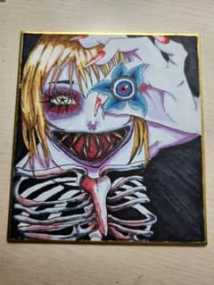 『筒状花』オリジナル手描きイラスト 色紙のサムネイル