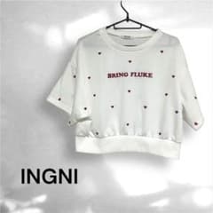 INGNI ハート刺繍 クロップドTシャツ ショート丈
