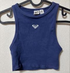 ROXY ネイビー リブ タンクトップ クロップド丈のサムネイル