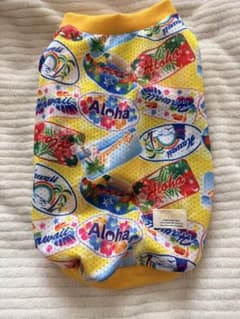 ハンドメイド 犬用 メッシュタンク ハワイ柄 イエロー Lサイズのサムネイル