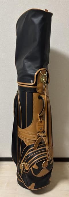 お値下レア【美品】オールドヴィンテージ　トラサルディゴルフバッグ黒 TRUSSARDI トラサルディ】レア ヴィンテージ ゴルフバッグ 合成皮革
