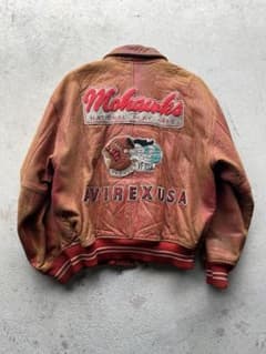 90s AVIREX レザースタジャン MLBナショナルリーグプレーオフワッペン 90s AVIREX レザースタジャン MLBナショナルリーグプレーオフワッペン