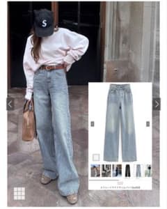 ILLIT アイリット BEB ストレートワイドデニムパンツ cu533 ブルーのサムネイル