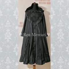 ブラック 手染めお花レースのフード付きコート - メルカリ