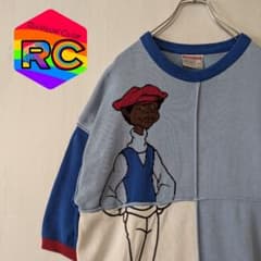 【最終値下げ】古着 ヴィンテージ 外国人 ニットTシャツ 半袖ニット XL 水色のサムネイル