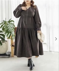 ひ*ん様 CLETTE フロントジップティアードワンピース チャコール 3Lのサムネイル