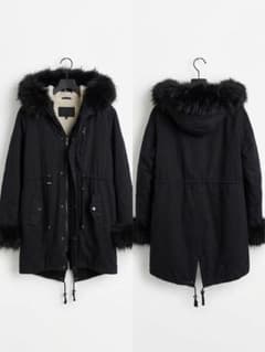 極美品/XL ルイルエブティック モッズコート ボリュームファー ボアライナー黒のサムネイル