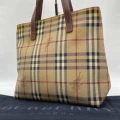 良品 BURBERRY トートバッグ PVCレザー ノバチェック シャドーホース