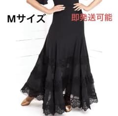 新品　社交ダンス　スカート　黒　レース　Mのサムネイル