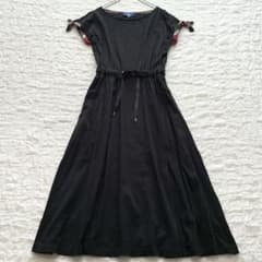 ブルーレーベルクレストブリッジ 袖リボンチェックフレアマキシ丈ワンピース 36 ブルーレーベルクレストブリッジ 袖リボンチェックフレアマキシ丈