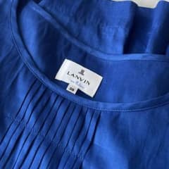 未使用 LANVIN en Bleu ピンタックフリル ロイヤルブルー ブラウス 