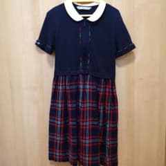 Mam et Moi ネイビー チェック 半袖ワンピース Mam et Moi 半袖ワンピース ネイビー チェック - メルカリ