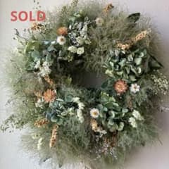 スモークツリー とアンティーク紫陽花のニュアンスオレンジのリース 29