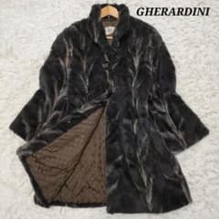 GHERARDINI ラビットファーコート フリーサイズ 裏地総柄 ゲラルディーニ 毛皮コート ロング丈 リアルファー ラビット 裏地総柄