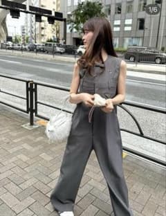 ぴぴぴ　Bibiy. グレー ワイドレッグサロペット　オールインワン m21961470131_1.jpg?1764814361