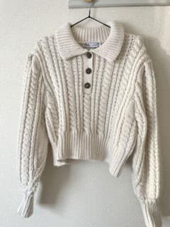 ZARA クロップド ニット セーター アイボリー