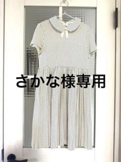 【新品・未使用】キッズ 半袖ワンピース ドット柄 丸襟 リボンのサムネイル