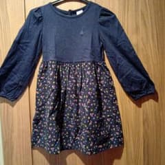 Baby Gap 長袖ワンピース 花柄 ネイビー　110 5yのサムネイル