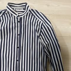 AINEA ネイビーとホワイトストライプ長袖シャツのサムネイル