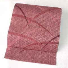 名古屋帯】夏帯 紗 長春色 くすみ赤色 洗える 芝草柄 盛夏 薄物 - メルカリ