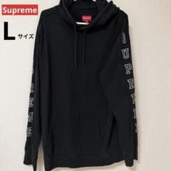 Supreme 袖ロゴ プルオーバーパーカー ブラック Lサイズ