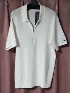 【epicure】新品未使用タグ付／ハーフジップニットポロシャツ／XL／白系のサムネイル