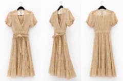 カシュクール パフスリーブ ロングワンピース ベージュ　スナイデルのサムネイル