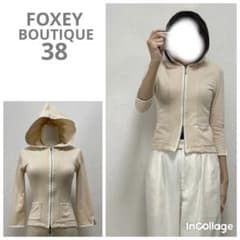 フォクシーブティック FOXEY バイカラーパーカー 38 ピンク 日本製