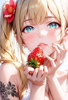 イラスト ポストカード 苺娘きゅるんのサムネイル