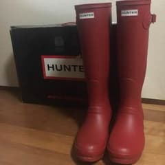 値下げ ハンター HUNTER レインブーツ 赤 RED 24のサムネイル