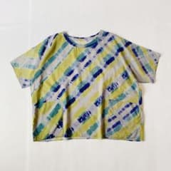 【美品】ヨーガンレール　ブラウス　タイダイ染め　絞り染め　Tシャツ　ストライプ 美品】ヨーガンレール ブラウス タイダイ染め 絞り染め Tシャツ